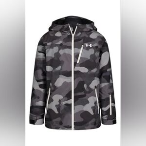 Under Armour Steeze Eaze Waterproof Jacket Coat Kids Medium NWT Gray Black Camo